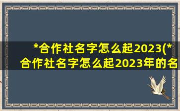 *合作社名字怎么起2023(*合作社名字怎么起2023年的名字)