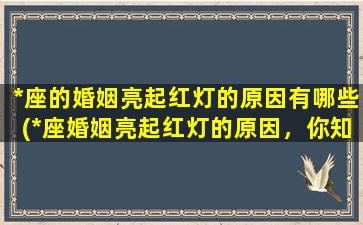 *座的婚姻亮起红灯的原因有哪些(*座婚姻亮起红灯的原因，你知道吗？)