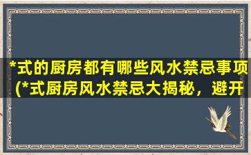 *式的厨房都有哪些风水禁忌事项(*式厨房风水禁忌大揭秘，避开这些坑点！)