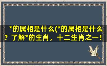 *的属相是什么(*的属相是什么？了解*的生肖，十二生肖之一！)