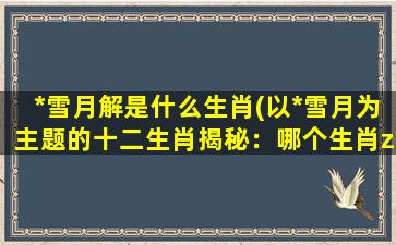 *雪月解是什么生肖(以*雪月为主题的十二生肖揭秘：哪个生肖zui具*倜傥？)