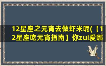 12星座之元宵去做虾米呢(【12星座吃元宵指南】你zui爱哪个口味？)