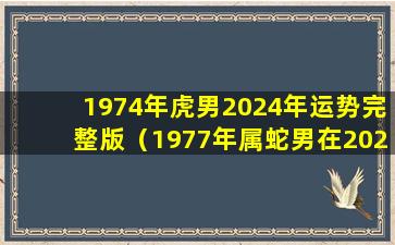1974年虎男2024年运势完整版（1977年属蛇男在2024年运程和运势）