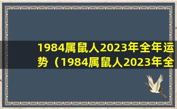 1984属鼠人2023年全年运势（1984属鼠人2023年全年运势运程下半年财运）