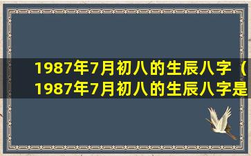 1987年7月初八的生辰八字（1987年7月初八的生辰八字是什么）