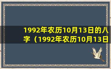 1992年农历10月13日的八字（1992年农历10月13日出生的是什么星座）