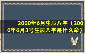 2000年6月生辰八字（2000年6月3号生辰八字是什么命）