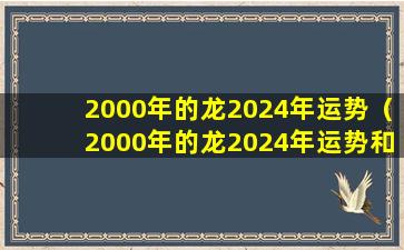 2000年的龙2024年运势（2000年的龙2024年运势和财运怎么样）