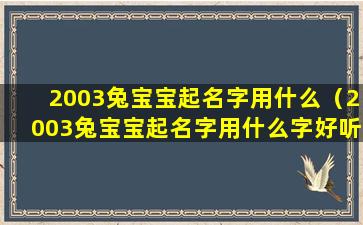 2003兔宝宝起名字用什么（2003兔宝宝起名字用什么字好听）