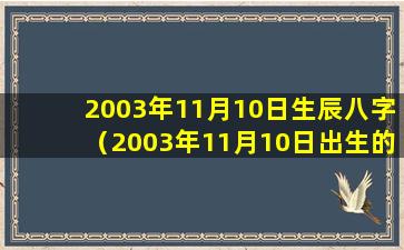 2003年11月10日生辰八字（2003年11月10日出生的人命运）