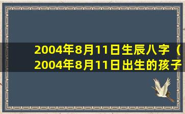 2004年8月11日生辰八字（2004年8月11日出生的孩子八字）