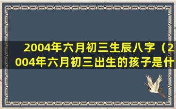 2004年六月初三生辰八字（2004年六月初三出生的孩子是什么命）