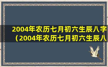 2004年农历七月初六生辰八字（2004年农历七月初六生辰八字是什么）