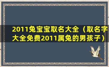 2011兔宝宝取名大全（取名字大全免费2011属兔的男孩子）