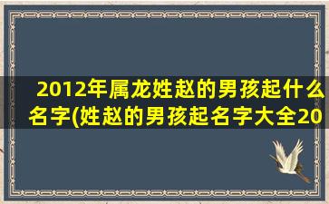 2012年属龙姓赵的男孩起什么名字(姓赵的男孩起名字大全2021年）