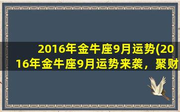 2016年金牛座9月运势(2016年金牛座9月运势来袭，聚财守业从现在开始)