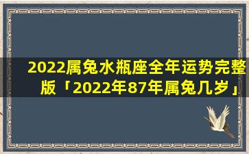 2022属兔水瓶座全年运势完整版「2022年87年属兔几岁」