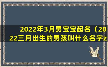 2022年3月男宝宝起名（2022三月出生的男孩叫什么名字zui好）