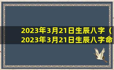 2023年3月21日生辰八字（2023年3月21日生辰八字命盘解析）