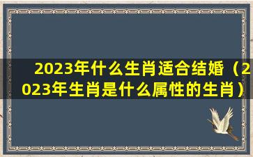 2023年什么生肖适合结婚（2023年生肖是什么属性的生肖）