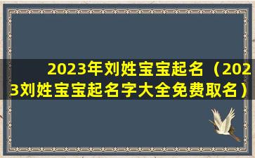 2023年刘姓宝宝起名（2023刘姓宝宝起名字大全免费取名）