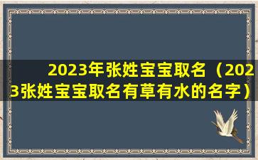 2023年张姓宝宝取名（2023张姓宝宝取名有草有水的名字）