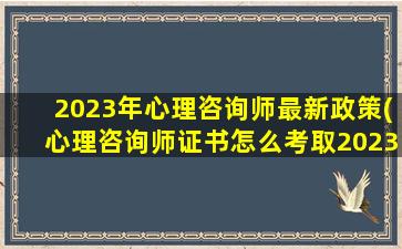 2023年心理咨询师最新政策(心理咨询师证书怎么考取2023)