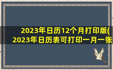 2023年日历12个月打印版(2023年日历表可打印一月一张)