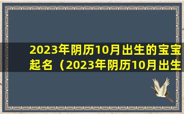 2023年阴历10月出生的宝宝起名（2023年阴历10月出生的宝宝起名用什么字）