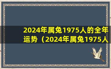 2024年属兔1975人的全年运势（2024年属兔1975人的全年运势祥安阁）