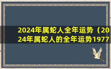 2024年属蛇人全年运势（2024年属蛇人的全年运势1977出生）