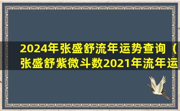 2024年张盛舒流年运势查询（张盛舒紫微斗数2021年流年运势官网）