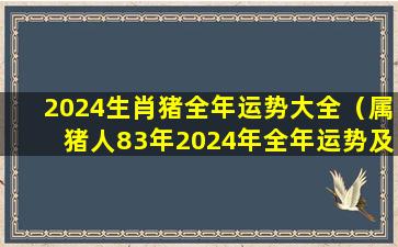 2024生肖猪全年运势大全（属猪人83年2024年全年运势及运程）