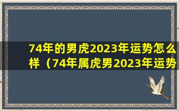 74年的男虎2023年运势怎么样（74年属虎男2023年运势及运程每月运程五月运气）