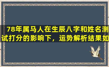 78年属马人在生辰八字和姓名测试打分的影响下，运势解析结果如何