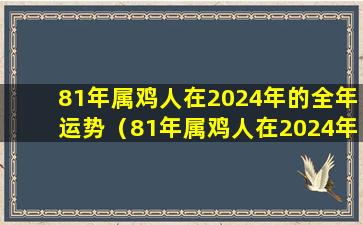 81年属鸡人在2024年的全年运势（81年属鸡人在2024年的全年运势女）