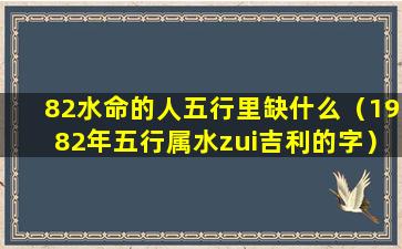 82水命的人五行里缺什么（1982年五行属水zui吉利的字）