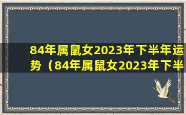 84年属鼠女2023年下半年运势（84年属鼠女2023年下半年运势及运程详解）
