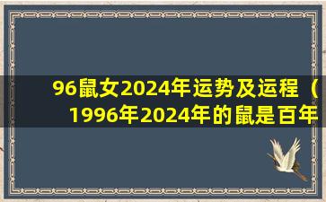 96鼠女2024年运势及运程（1996年2024年的鼠是百年难遇）