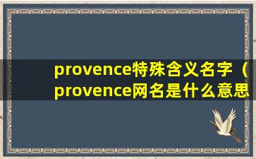 provence特殊含义名字（provence网名是什么意思）