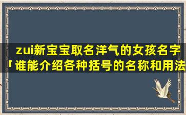 zui新宝宝取名洋气的女孩名字「谁能介绍各种括号的名称和用法呢」