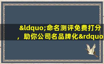 “命名测评免费打分，助你公司名品牌化”