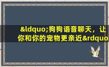 “狗狗语音聊天，让你和你的宠物更亲近”