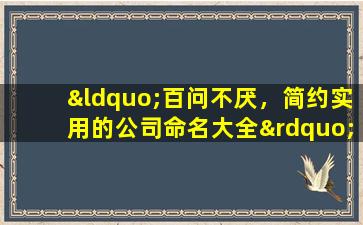 “百问不厌，简约实用的公司命名大全”