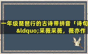 一年级琵琶行的古诗带拼音「诗句“采薇采薇，薇亦作止。”的意思及全文赏析」