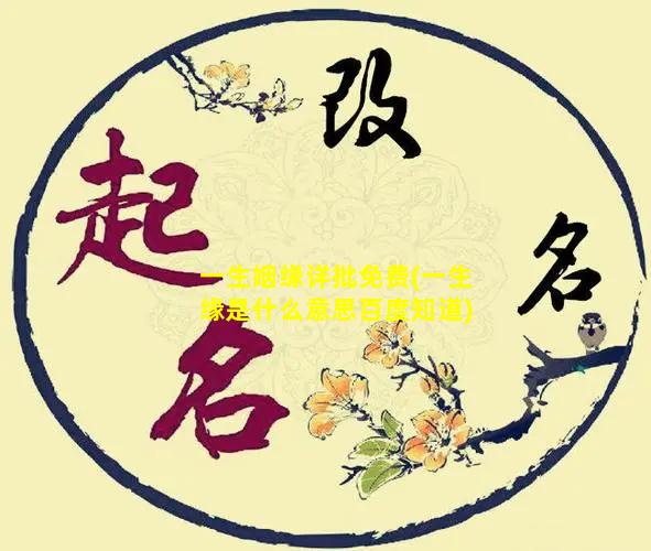 一生姻缘详批免费(一生缘是什么意思百度知道)