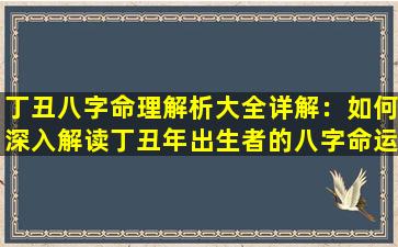 丁丑八字命理解析大全详解：如何深入解读丁丑年出生者的八字命运