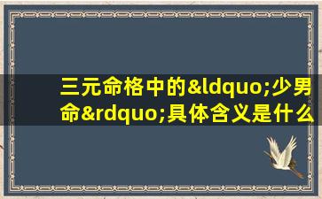 三元命格中的“少男命”具体含义是什么