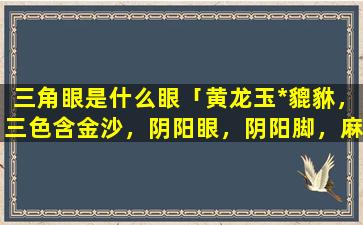 三角眼是什么眼「黄龙玉*貔貅，三色含金沙，阴阳眼，阴阳脚，麻烦各位大神辨别一下真伪，还有大约值多少钱，谢谢」