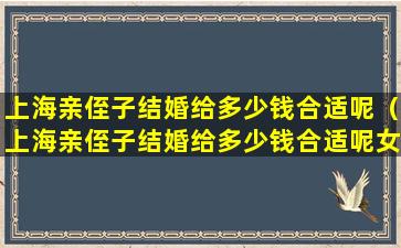 上海亲侄子结婚给多少钱合适呢（上海亲侄子结婚给多少钱合适呢女方）